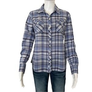 Lucky Brand Blue White Plaid Long Sleeve Button Down Shirt Small